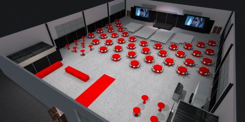 Digital rendering of interior event space
