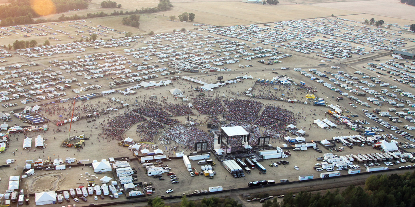 Festival venue layout for 20,000 people, built from the ground up