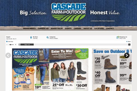 We build full websites for clients big and small, including the regional retailer Cascade Farm and Outdoor